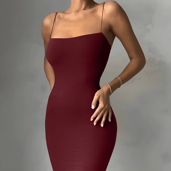 Elegant Backless Bodycon Dress Red