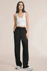 Wide Leg Tailored Pants Black