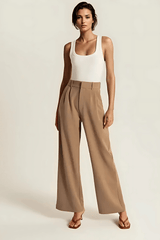 Wide Leg Tailored Pants Brown