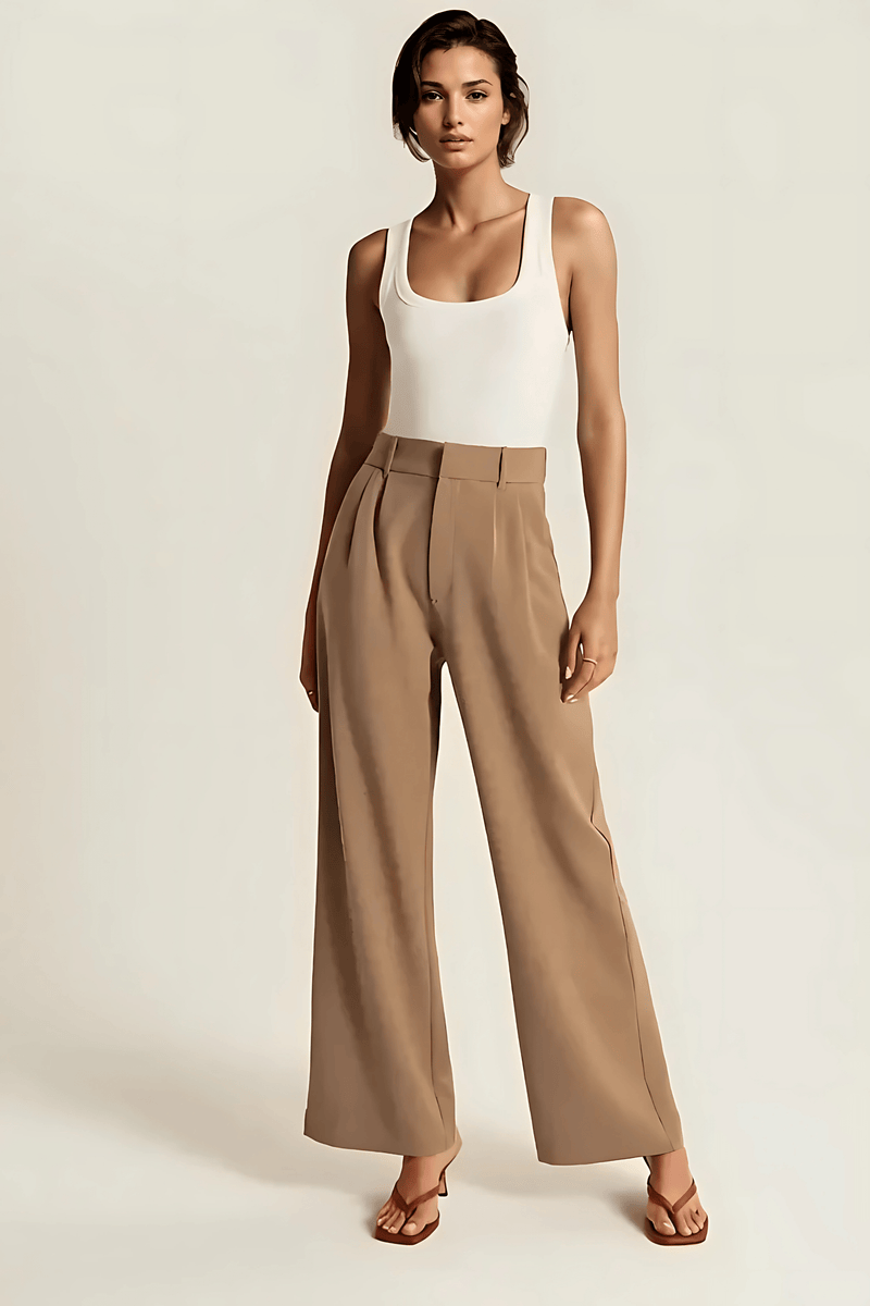 Wide Leg Tailored Pants Brown