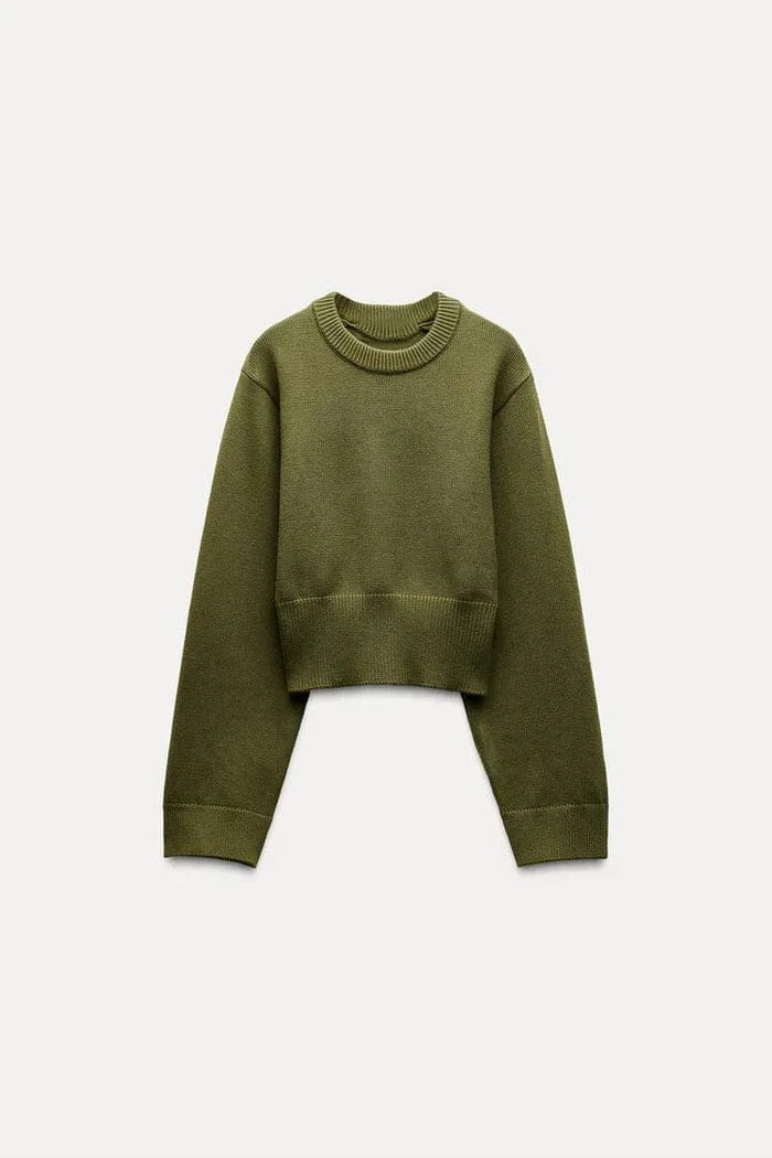 Knit Sweater With Loose Fit Sleeves Green