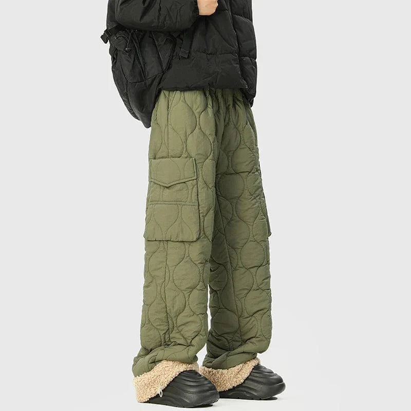 Quilted Wide Leg Pants Olive