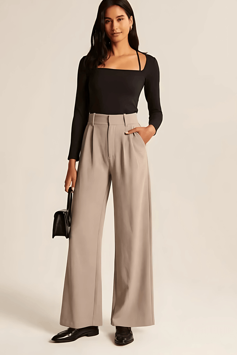 Wide Leg Tailored Pants Sand