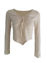 Drawstring Ruched Long Sleeve Ribbed Top