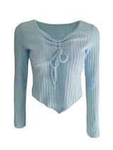 Drawstring Ruched Long Sleeve Ribbed Top