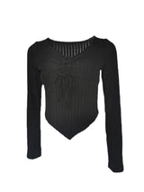 Drawstring Ruched Long Sleeve Ribbed Top