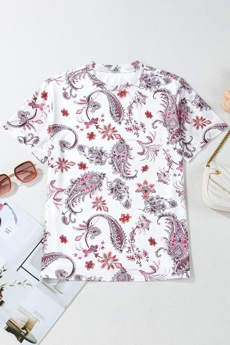 Paisley Mock Neck T Shirt